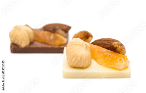 Chocolate with nuts isolated