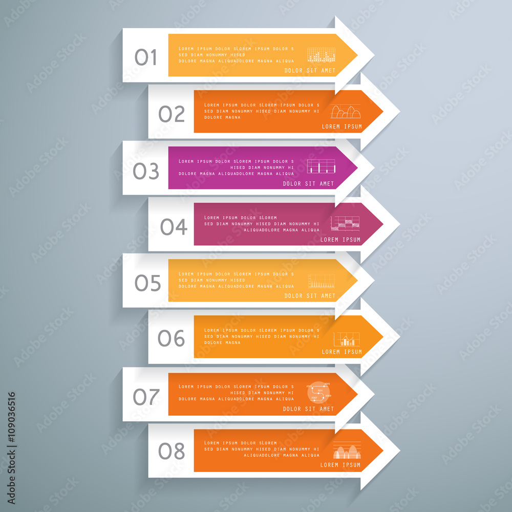 Arrows infographic in 8 steps or processes Arrows infographic in 8 steps or processes