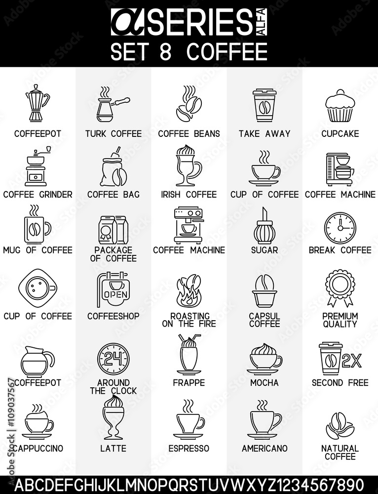Fototapeta premium Coffee add Tea Icons