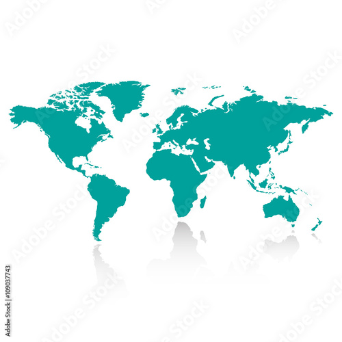 Green world map with shadow