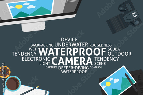 vector Waterproof camera concept,template