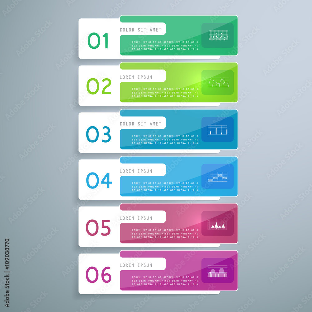 Elements for infographic, 6 part, step of process Elements for infographic, 6 part, step of process