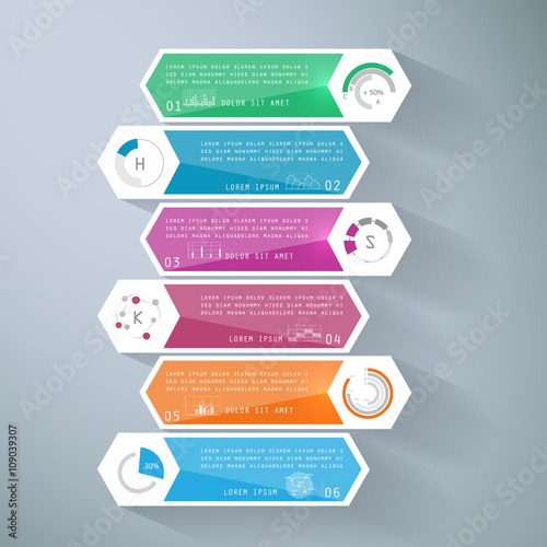 Infographic design with 6 parts, steps or processes
