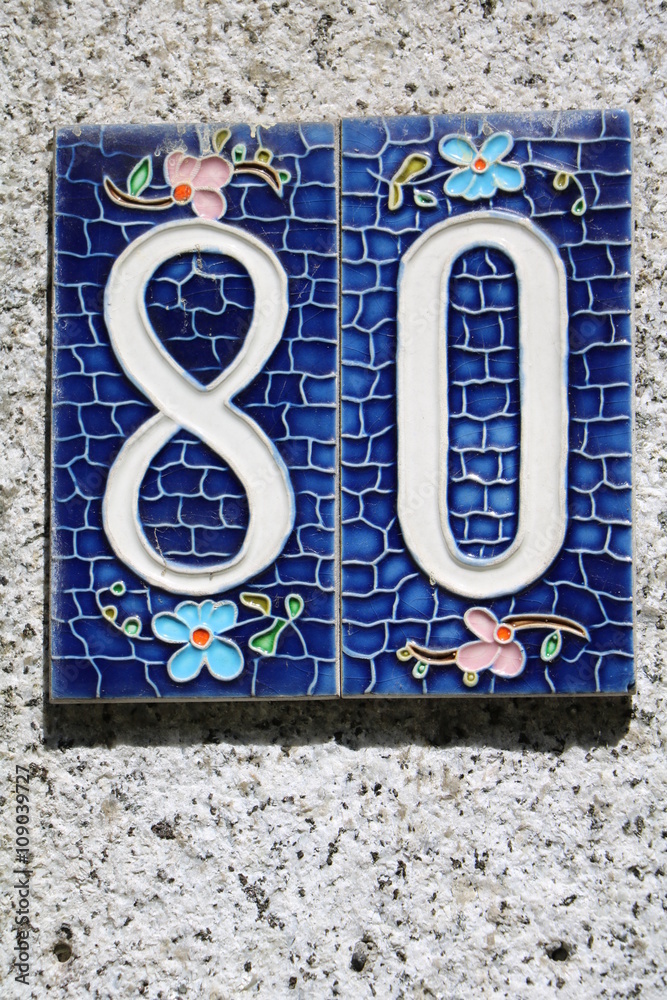 Fototapeta premium Number eighty at nature stone