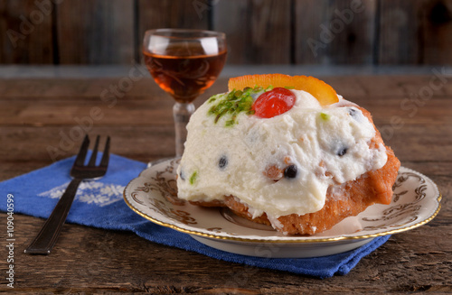 Sicilian dessert with ricotta cream sfincia of St. Joseph photo