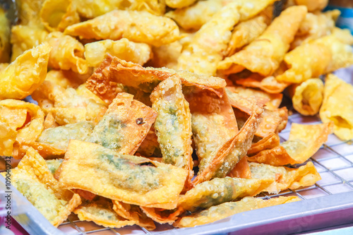 Canvas Print Thai Fried dumplings at market.