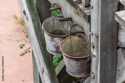 Two rusty bucket inside the attraction, Big Thunder Mountain in Disneyland Paris