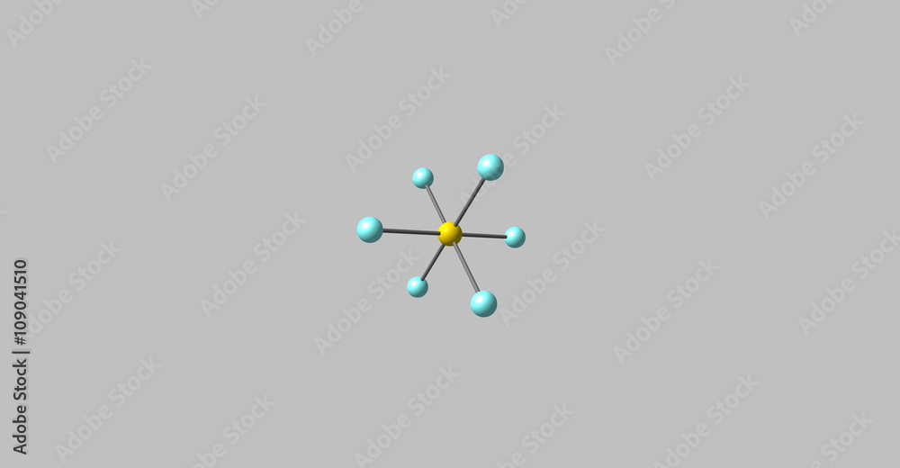 3D illustration of Sulfur hexafluoride molecular structure isolated on grey 3D illustration of Sulfur hexafluoride molecular structure isolated on grey