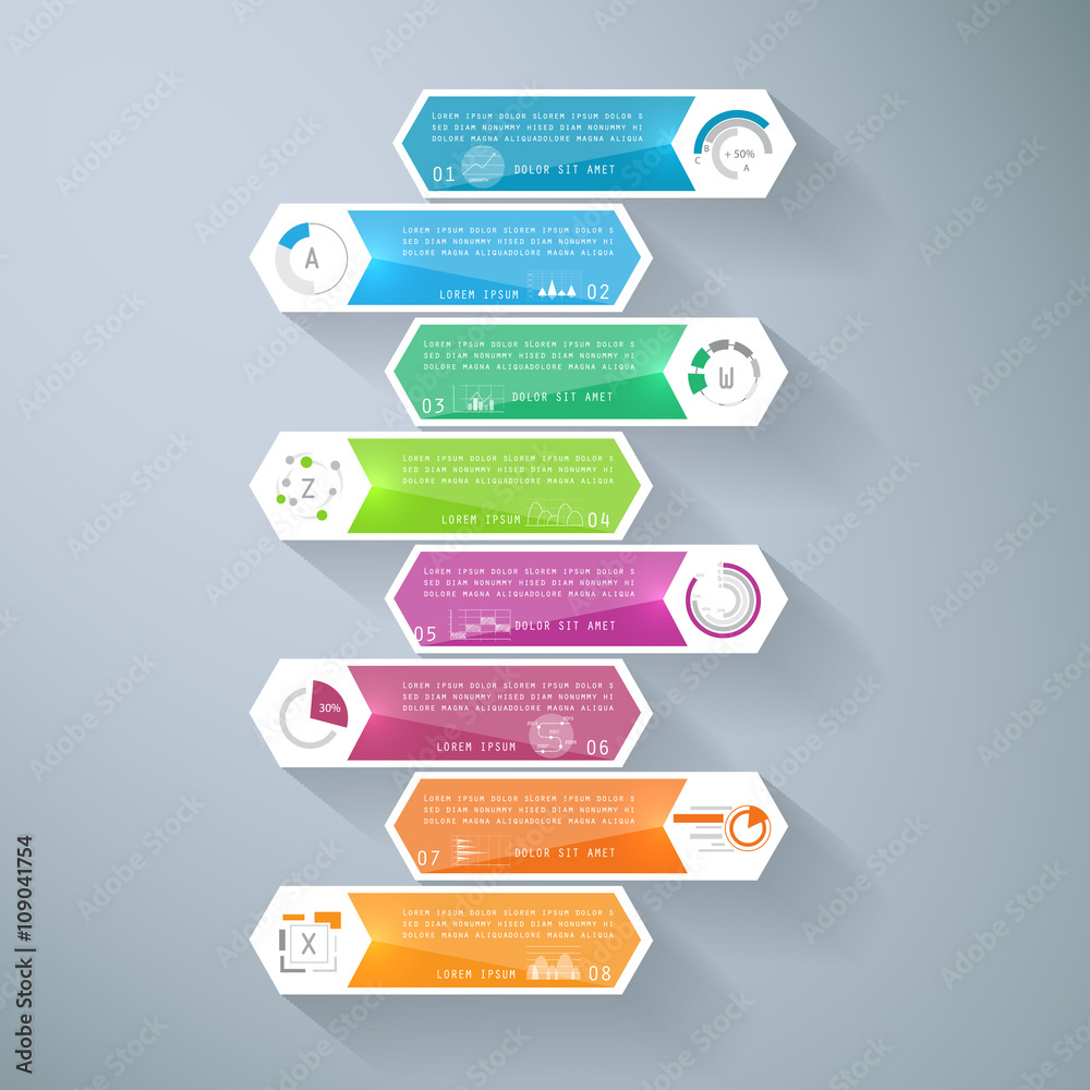 Infographic design with 8 parts, steps or processes Infographic design with 8 parts, steps or processes