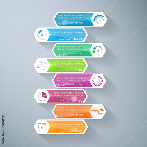 Infographic design with 8 parts, steps or processes
