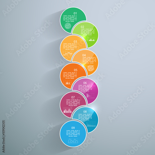 Infographics with 9 parts, steps or processes