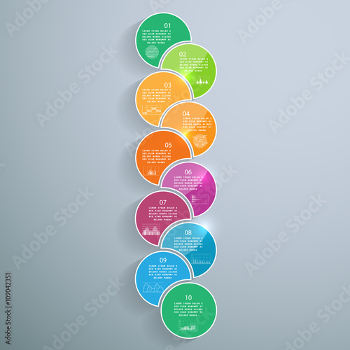 Infographics with 10 parts, steps or processes