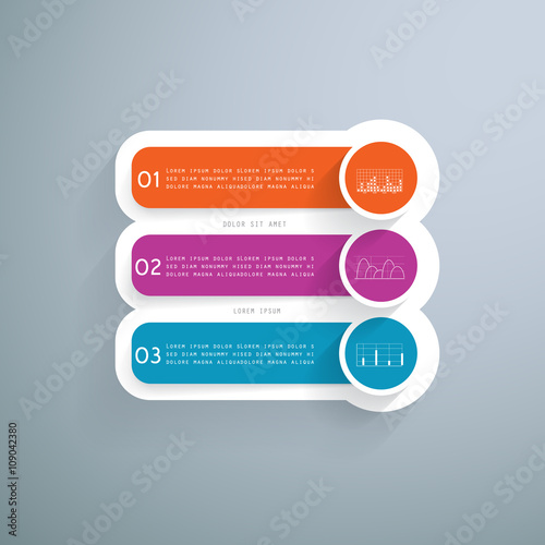 Presentation template in 3 steps or processes