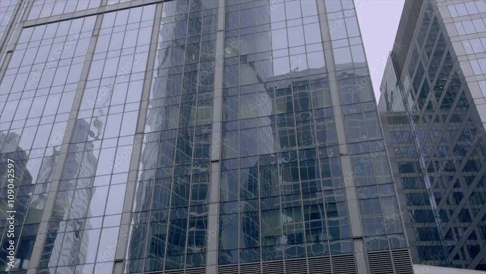 futuristic modern skyscrapers of glass and metal. Focus on buildings futuristic modern skyscrapers of glass and metal. Focus on buildings