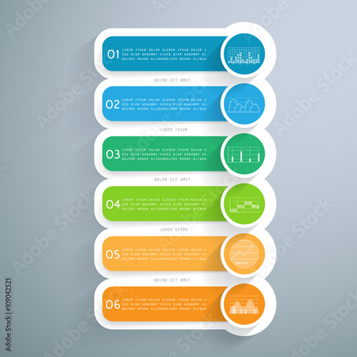 Presentation template in 6 steps or processes
