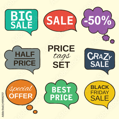 speech bubbles collection set with price tags