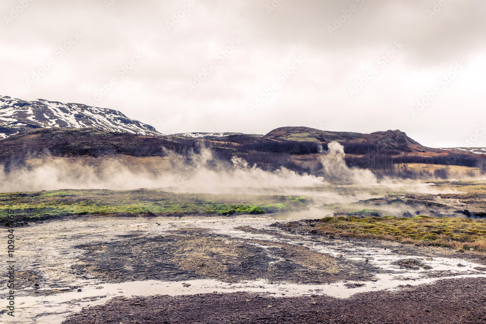 Boiling river in a landscape from Iceland