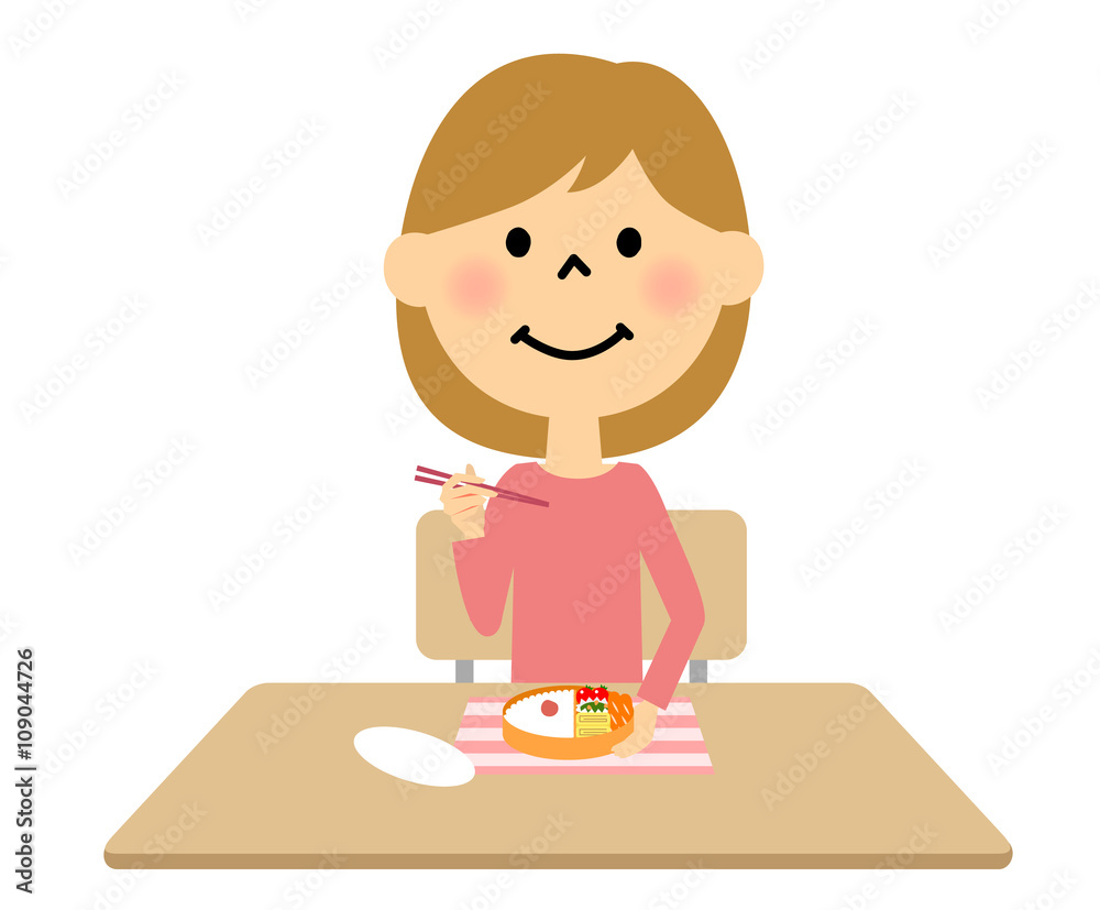 お弁当を食べる女の子 お弁当を食べる女の子