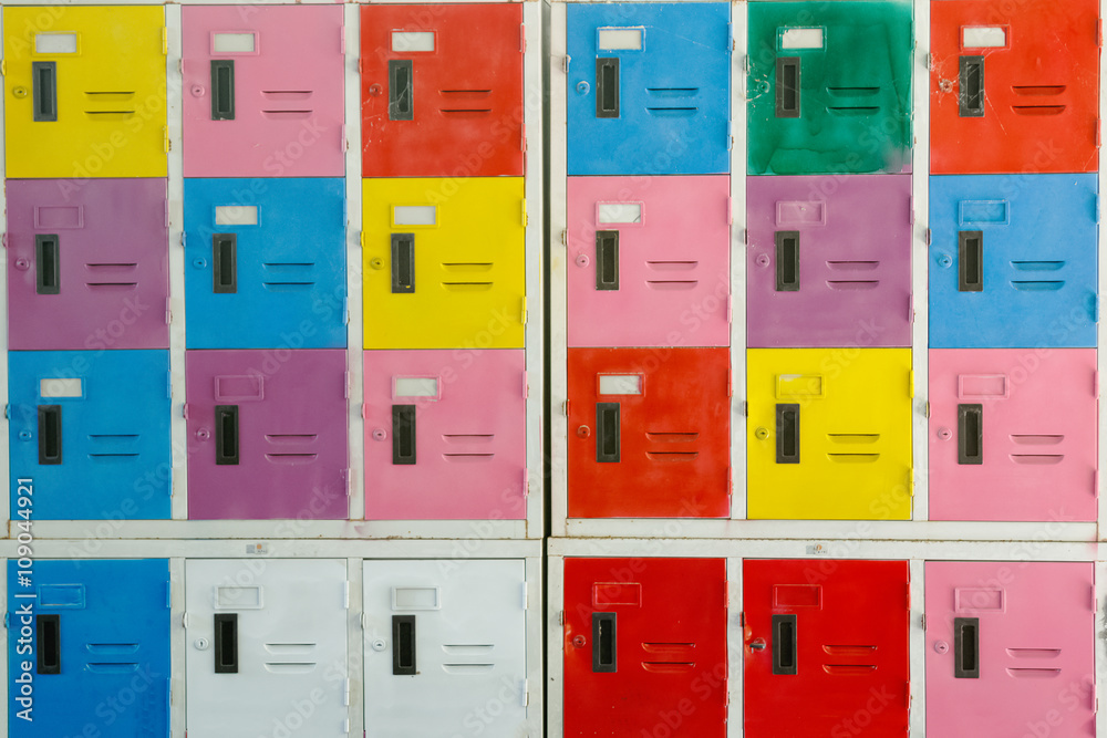 Colorful cabinet lockers background