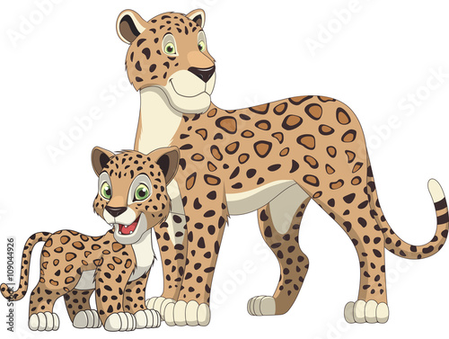 Fototapeta Naklejka Na Ścianę i Meble -  Lepard adult and cub