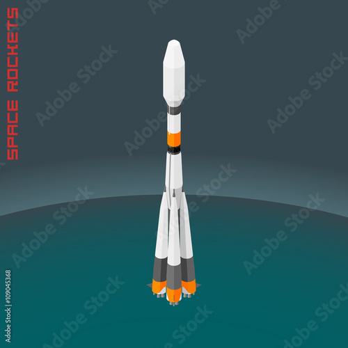 Isometric illustration russian space rocket souz