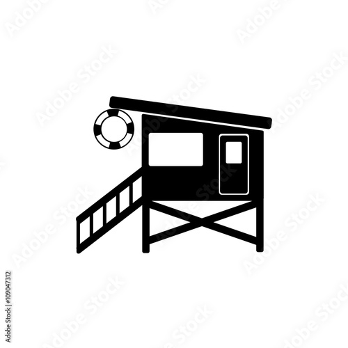 Lifeguard tower on beach simple icon