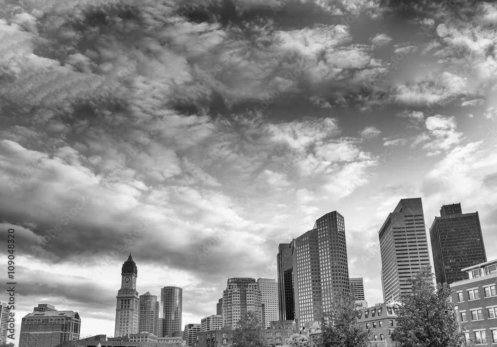 City panoramic view from North End Park - Boston, MA