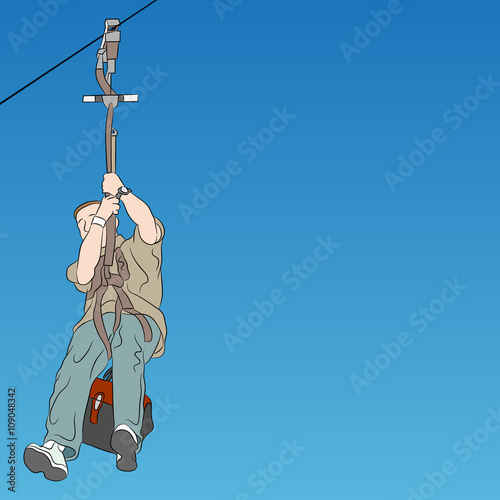 Male zip line rider parent
