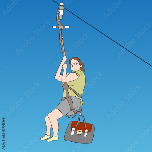Female zip line rider