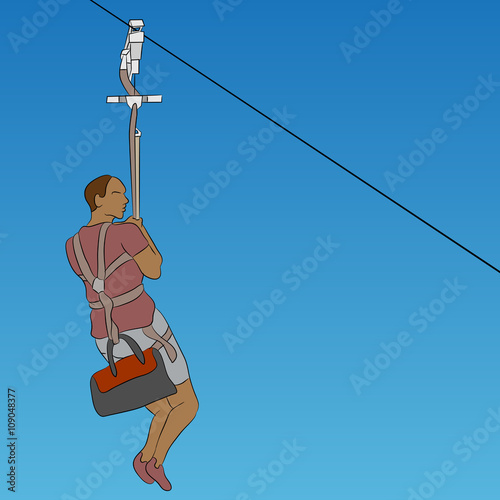 African male zip line rider