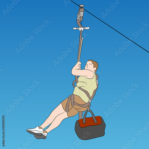 Young male zip line rider