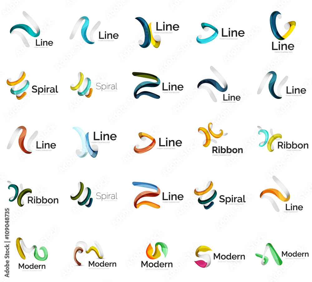 Set of abstract ribbon logo icons