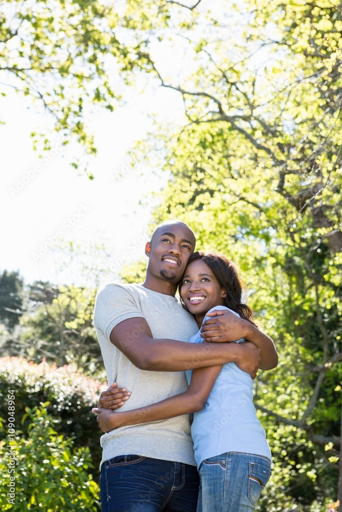 Couple embracing in the park Couple embracing in the park