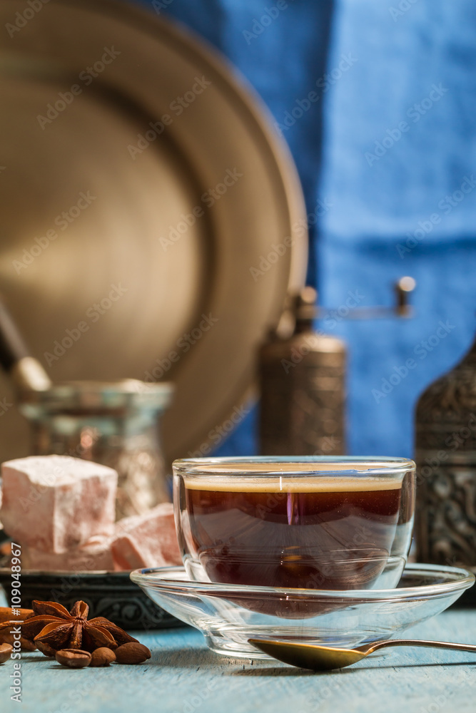 Fototapeta premium Turkish coffee and turkish delight