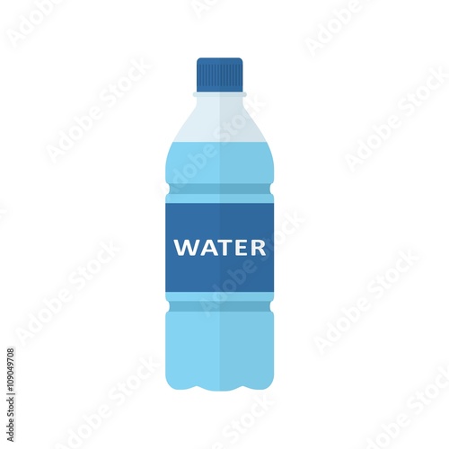 Bottle of water icon in flat style isolated on white background. Vector illustration