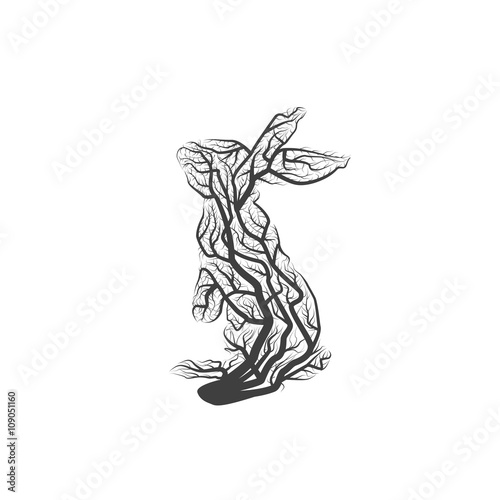 Branch Rabbit. Vector Illustration