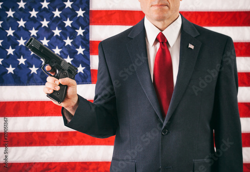 Politician: Man Holding Handgun Concept For 2nd Amendment Rights