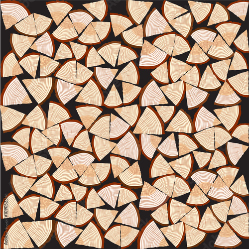Chopped firewood on a stack. Vector Illustration Background.