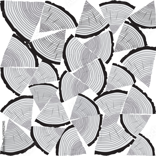 Chopped firewood on a stack. Vector Illustration Background.