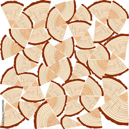 Chopped firewood on a stack. Vector Illustration Background.