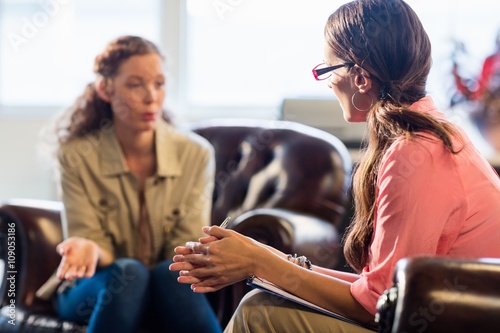  Psychologist having session with her patient