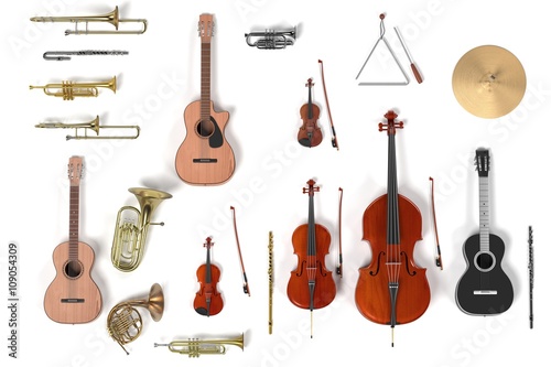 3d renderings of musical instrument set