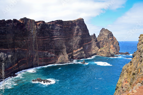 Cliffs of volcanic origin in Eastern Madeira, Portugal