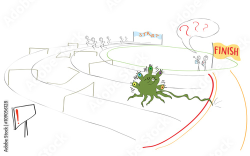 dubious advantage of doping/caricature of an athlete is not like them very quickly run to the finish line
