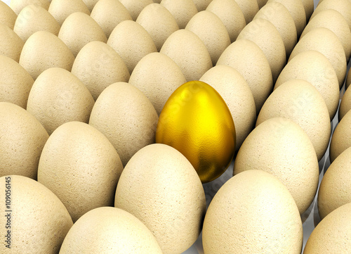 Valuable golden egg for leadership concept, 3D render