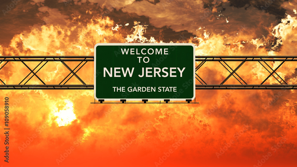 Welcome to New Jersey USA Interstate Highway Sign in a Breathtak