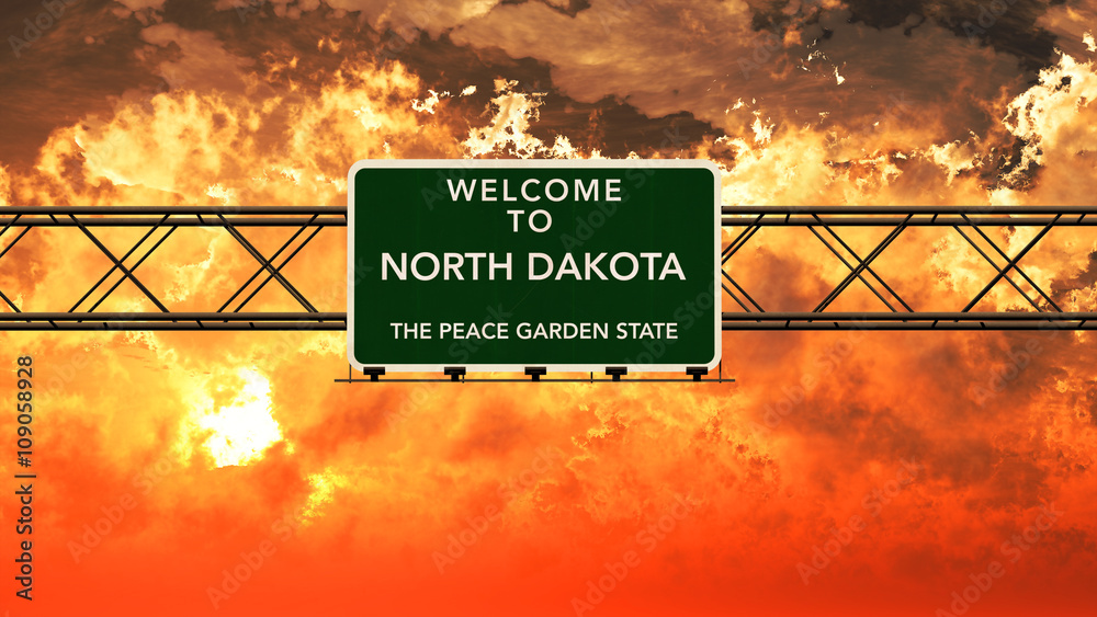 Welcome to North Dakota USA Interstate Highway Sign in a Breatht
