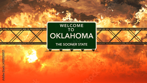 Welcome to Oklahoma USA Interstate Highway Sign in a Breathtakin