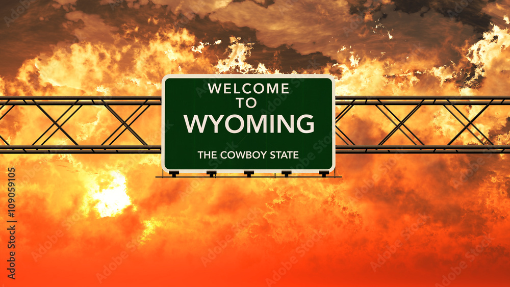 Welcome to Wyoming USA Interstate Highway Sign in a Breathtaking