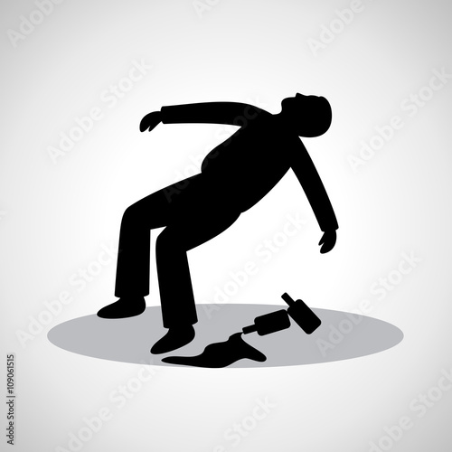Drunk Man Icon - Isolated On Gray Background - Vector Illustration, Graphic Design. Drunkenness Concept
